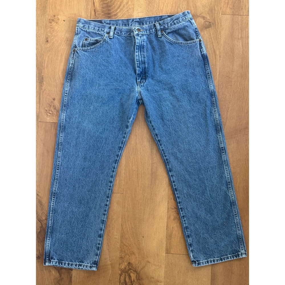 Wrangler Mens Jeans Regular Fit Blue Denim Straight Leg Pants Size 38x30